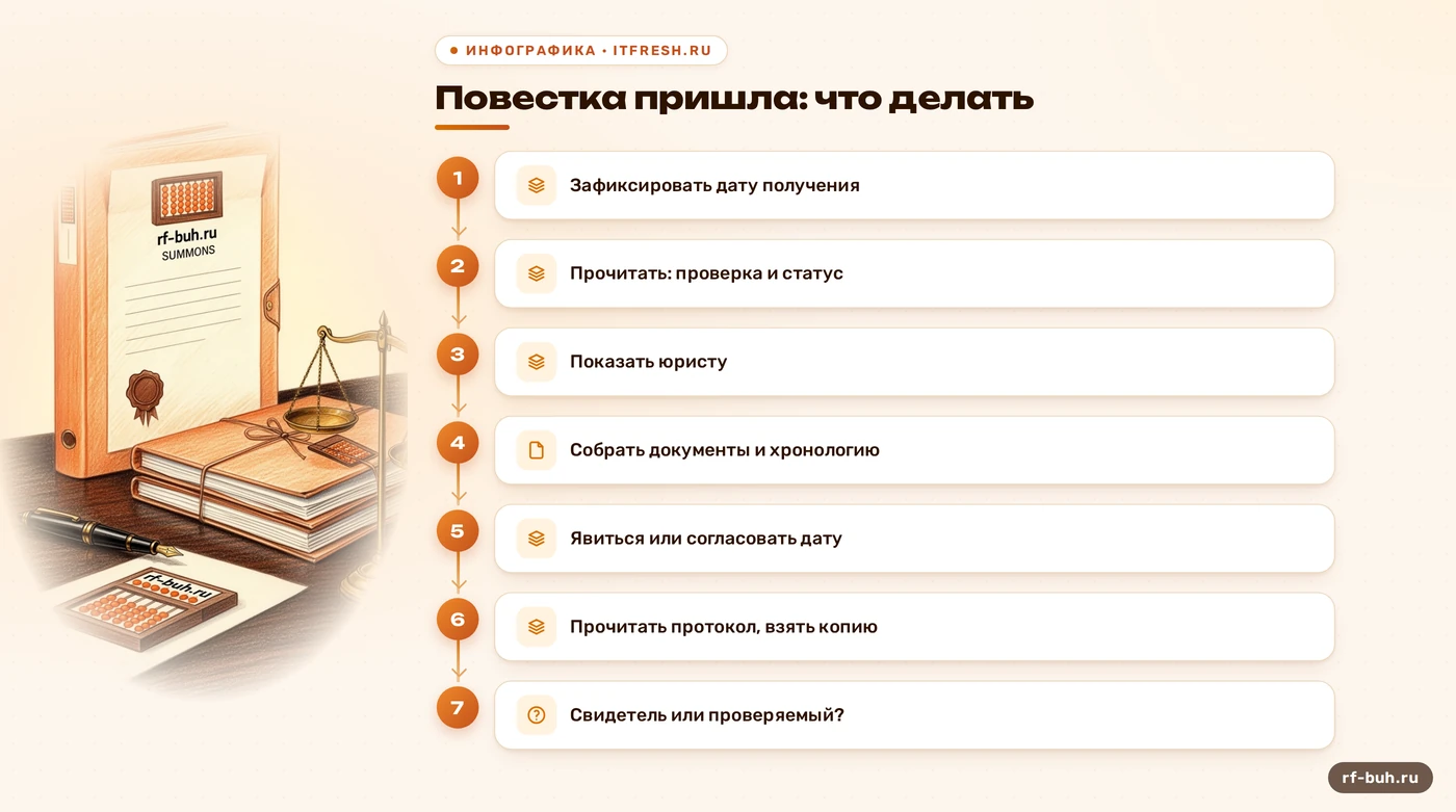 Схема действий директора при получении повестки в налоговую на допрос